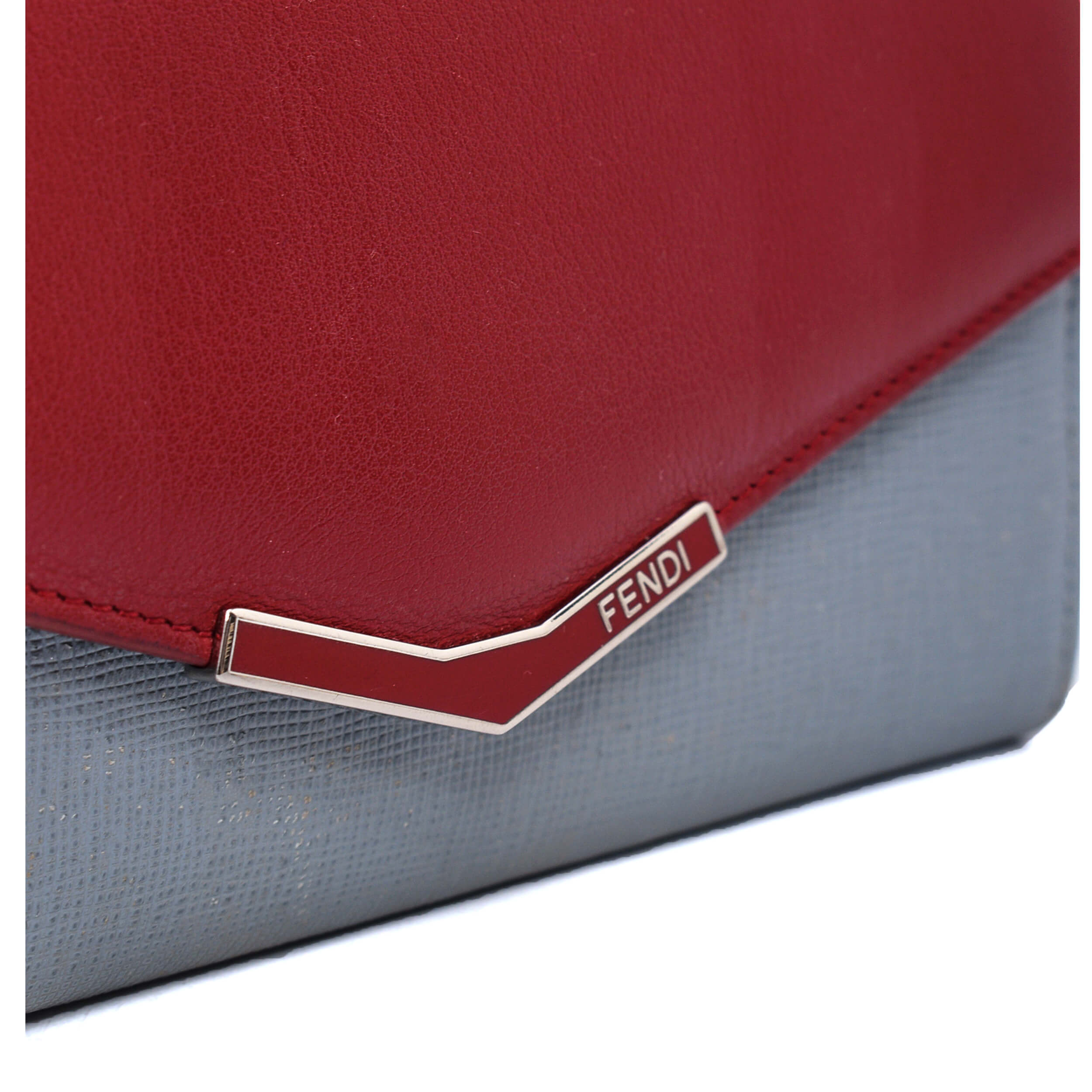 Fendi - Grey&Burgundy Saffiano Leather Envelope Wallet